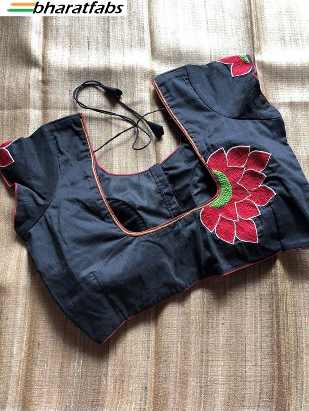 Beautiful Pure soft cotton Designer Embroidery Saree Blouse - Readymade