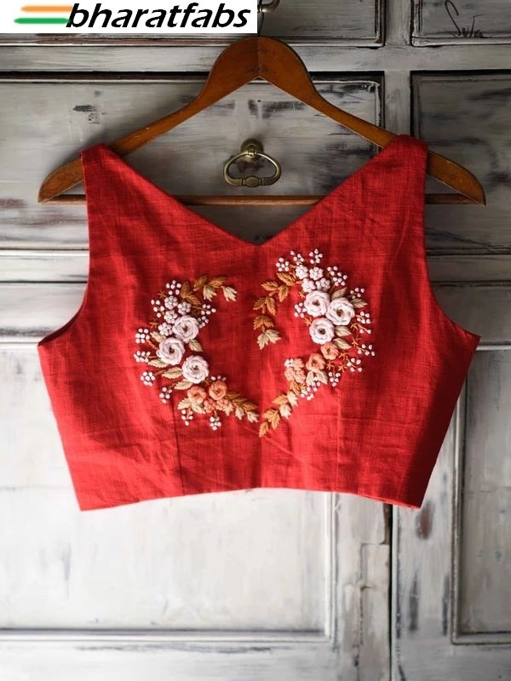 Beautiful Pure soft cotton Designer Embroidery Saree Blouse - Readymade